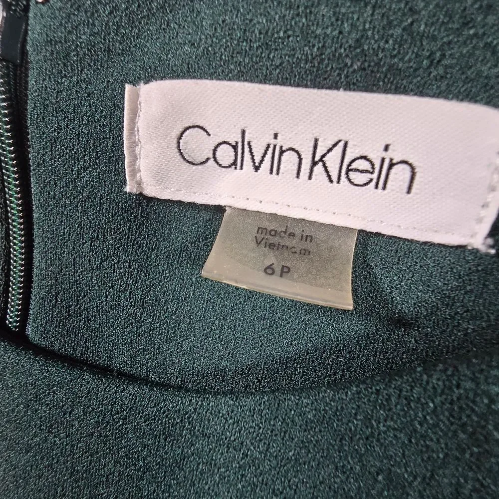 Calvin Klein Forest Green Sheath Dress Womens 6P Petite - Picture 2 of 7